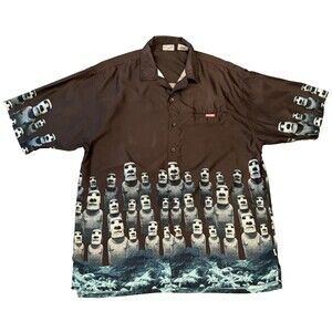 Meccaloha Easter Island Mens XXL Rapa Nui Moai Vintage Shirt 2XL